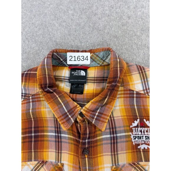 The North Face Bicycle Sport Shop Plaid Button Down Shirt (Men's XL) Brown - Picture 7 of 12